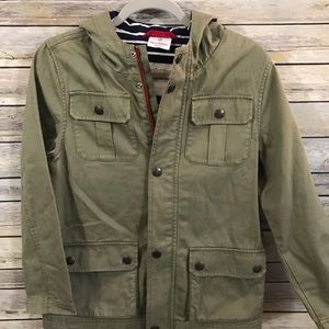 Lined kids olive green hooded anorak